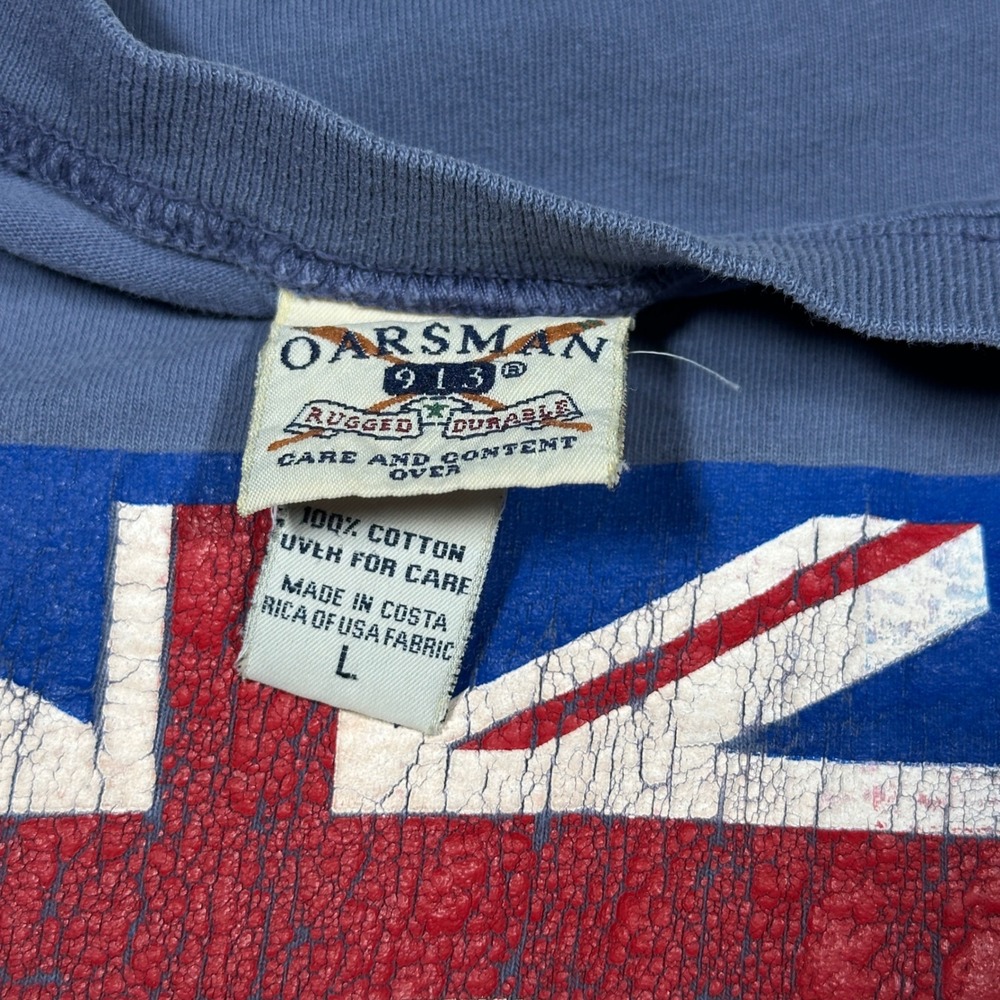 Vintage Oarsman 913 England Union Jack Long Sleeve T-Shirt Blue Large - Picture 2 of 7